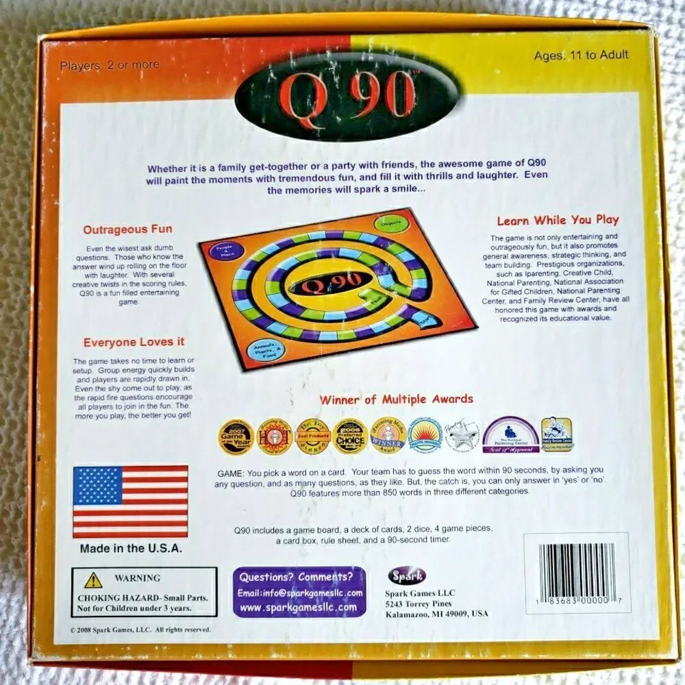 Q90 The Game of Smart Questions Board Game Spark Games Party Trivia Fun COMPLETE